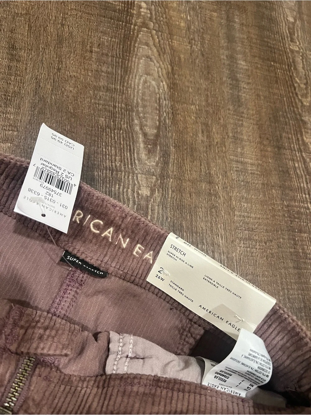 American Eagle Outfitters Dusty Mauve Corduroy Mini Skirt